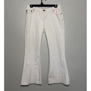 Women's Size 7 Vintage Y2K White Mudd Low Rise Flare Jeans Hip Hugger Summer
